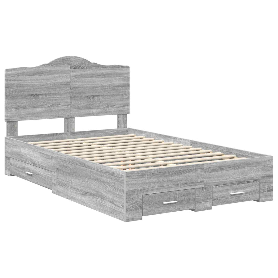 Bedframe met hoofdeinde Grijs Sonoma 120 x 190 cm Bewerkt hout