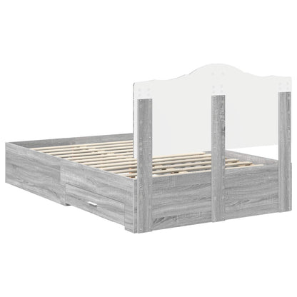 Bedframe met hoofdeinde Grijs Sonoma 120 x 190 cm Bewerkt hout
