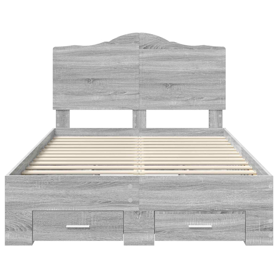 Bedframe met hoofdeinde Grijs Sonoma 120 x 190 cm Bewerkt hout