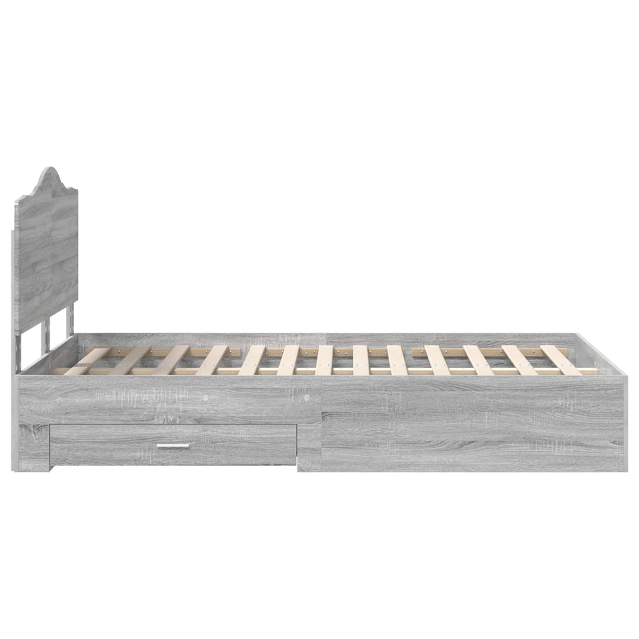 Bedframe met hoofdeinde Grijs Sonoma 120 x 190 cm Bewerkt hout