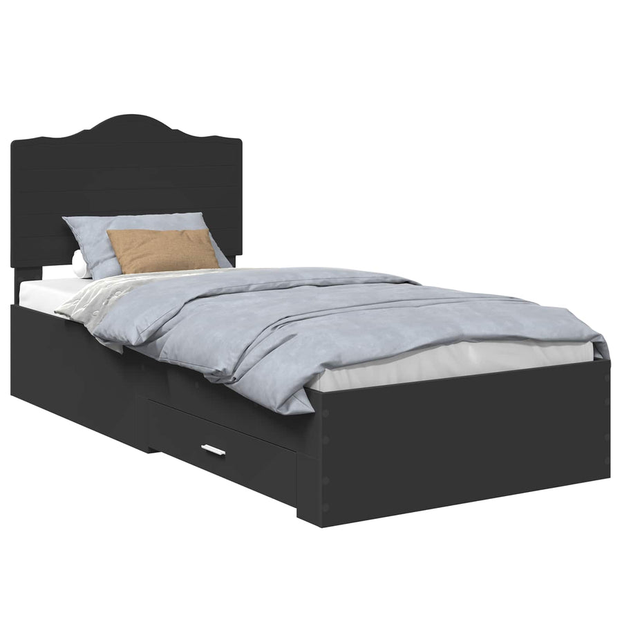 Bedframe met hoofdeinde Zwart 100 x 200 cm Bewerkt hout