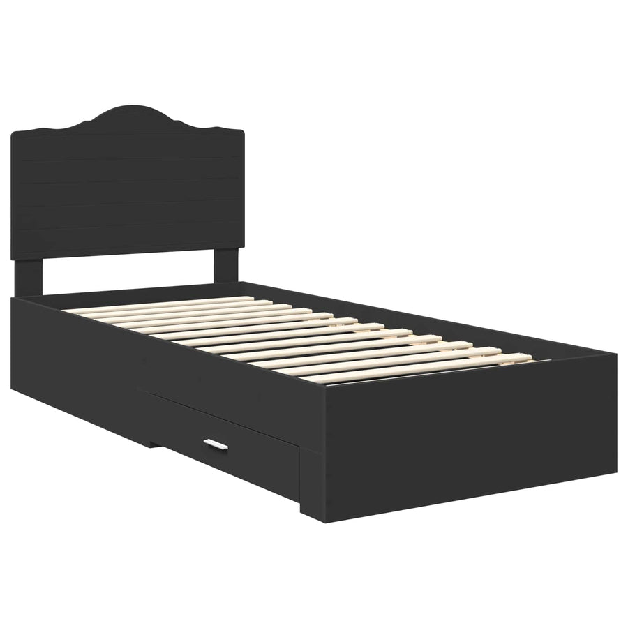 Bedframe met hoofdeinde Zwart 100 x 200 cm Bewerkt hout