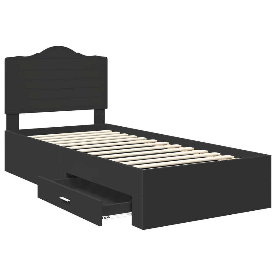 Bedframe met hoofdeinde Zwart 100 x 200 cm Bewerkt hout