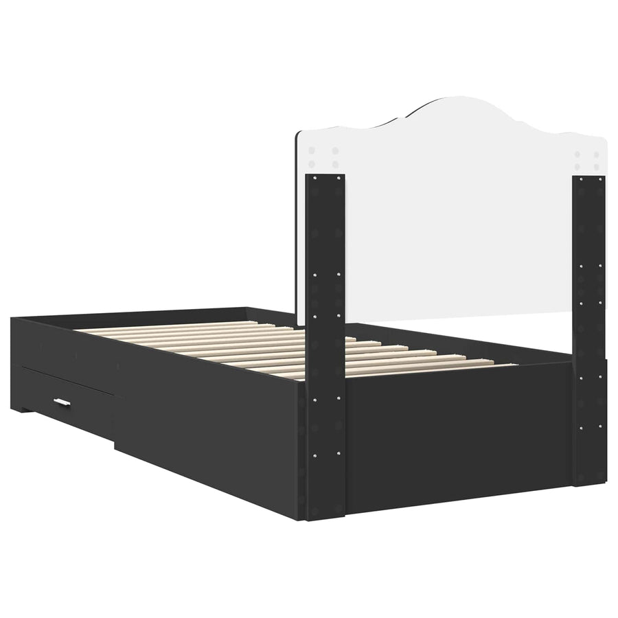 Bedframe met hoofdeinde Zwart 100 x 200 cm Bewerkt hout