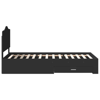 Bedframe met hoofdeinde Zwart 100 x 200 cm Bewerkt hout