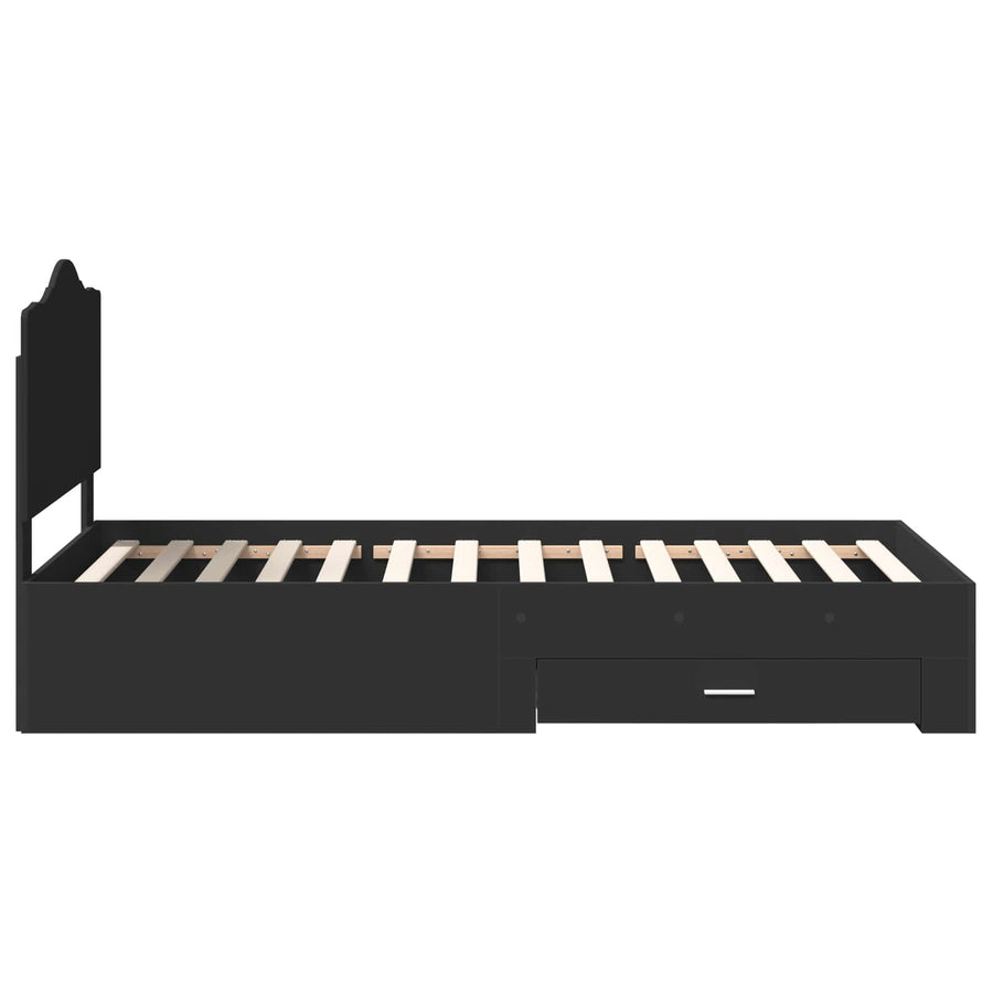 Bedframe met hoofdeinde Zwart 100 x 200 cm Bewerkt hout