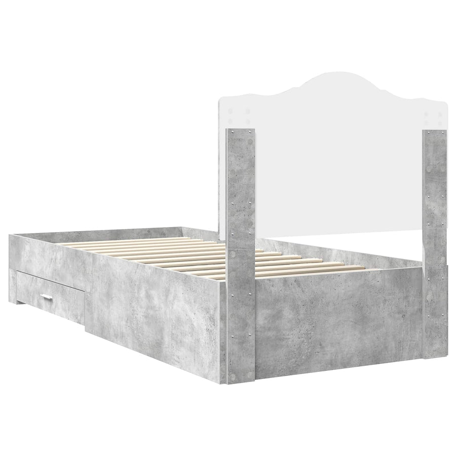 Bedframe met hoofdeinde Beton Grijs 100 x 200 cm Bewerkt hout