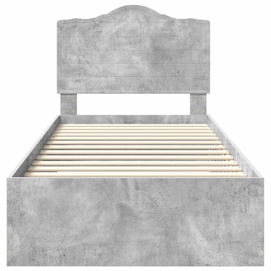 Bedframe met hoofdeinde Beton Grijs 100 x 200 cm Bewerkt hout
