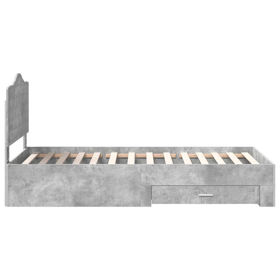 Bedframe met hoofdeinde Beton Grijs 100 x 200 cm Bewerkt hout