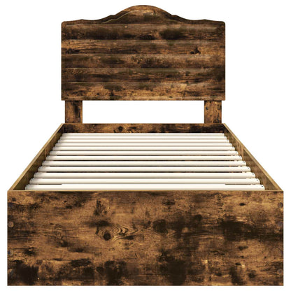 Bedframe met hoofdeinde Gerookt eiken 100 x 200 cm Bewerkt hout