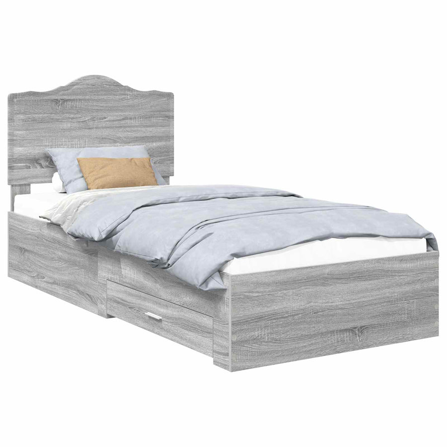 Bedframe met hoofdeinde Grijs Sonoma 100 x 200 cm Bewerkt hout