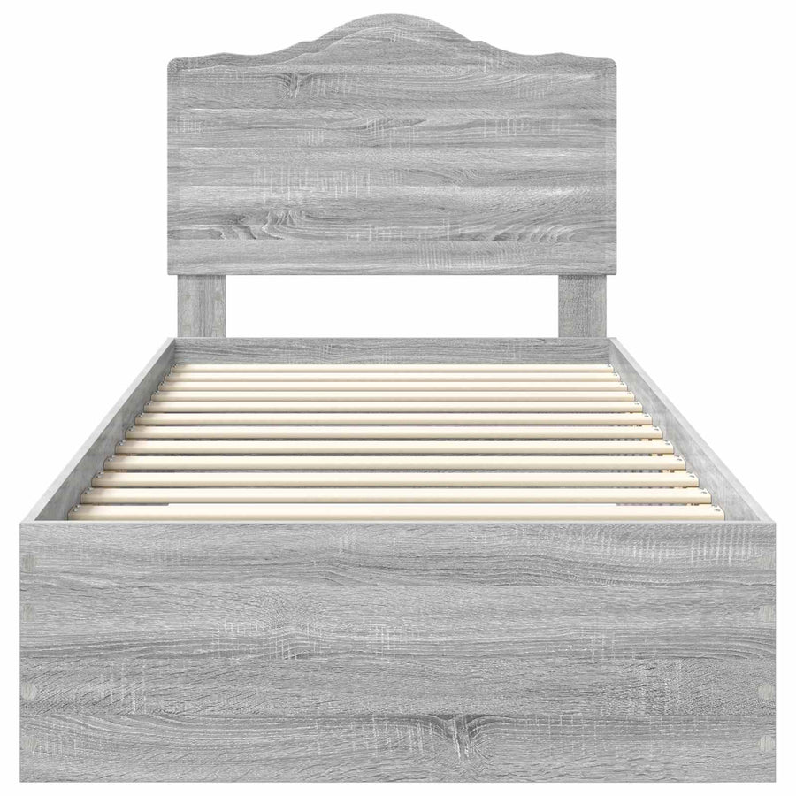 Bedframe met hoofdeinde Grijs Sonoma 100 x 200 cm Bewerkt hout