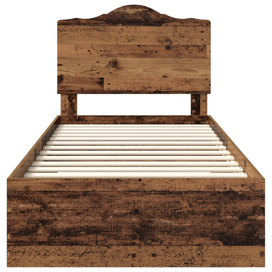 Bedframe met hoofdeinde Oudhout 100 x 200 cm Bewerkt hout