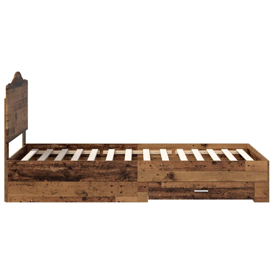Bedframe met hoofdeinde Oudhout 100 x 200 cm Bewerkt hout
