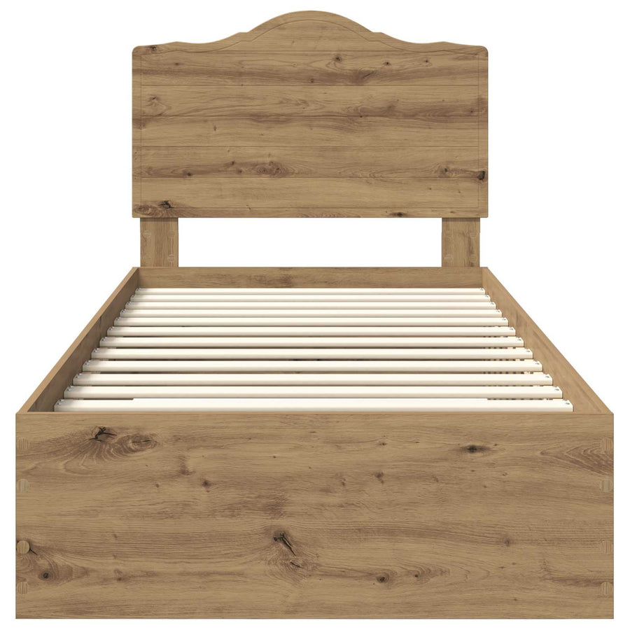 Bedframe met hoofdeinde Artisan Eiken 100 x 200 cm Bewerkt hout