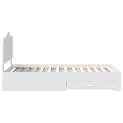 Bedframe met hoofdeinde met lade Wit 90 x 200 cm Bewerkt hout