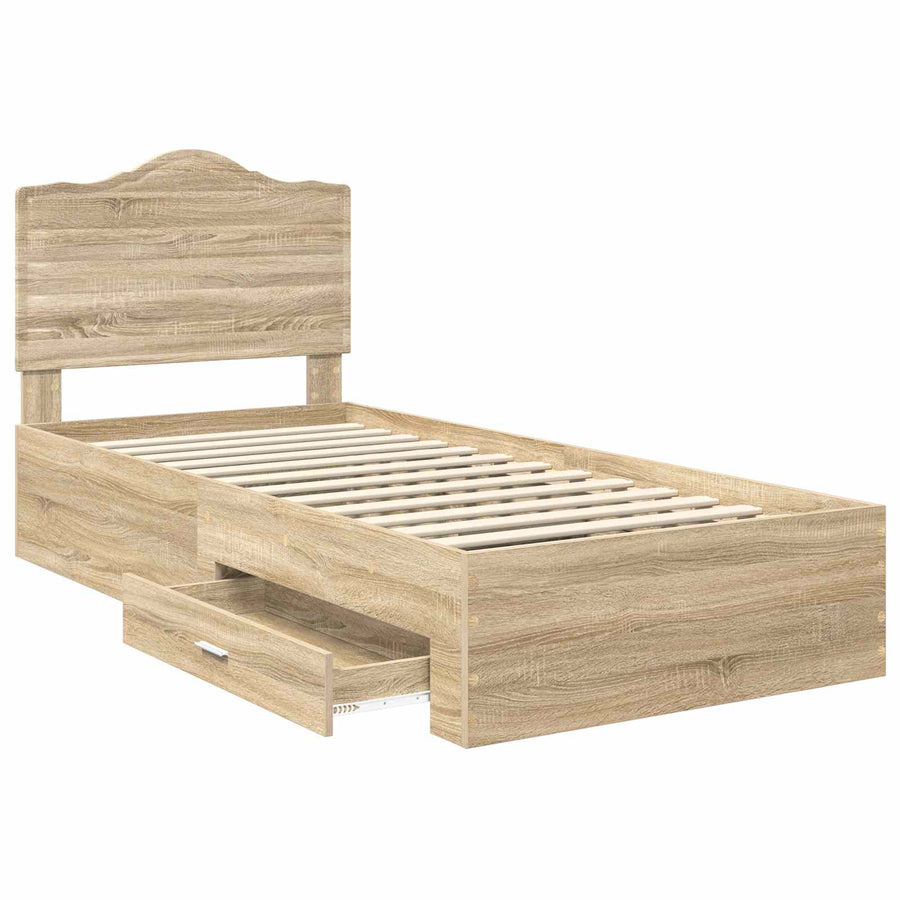 Bedframe met hoofdeinde Sonoma Eiken 90 x 200 cm Bewerkt hout