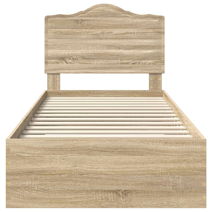 Bedframe met hoofdeinde Sonoma Eiken 90 x 200 cm Bewerkt hout