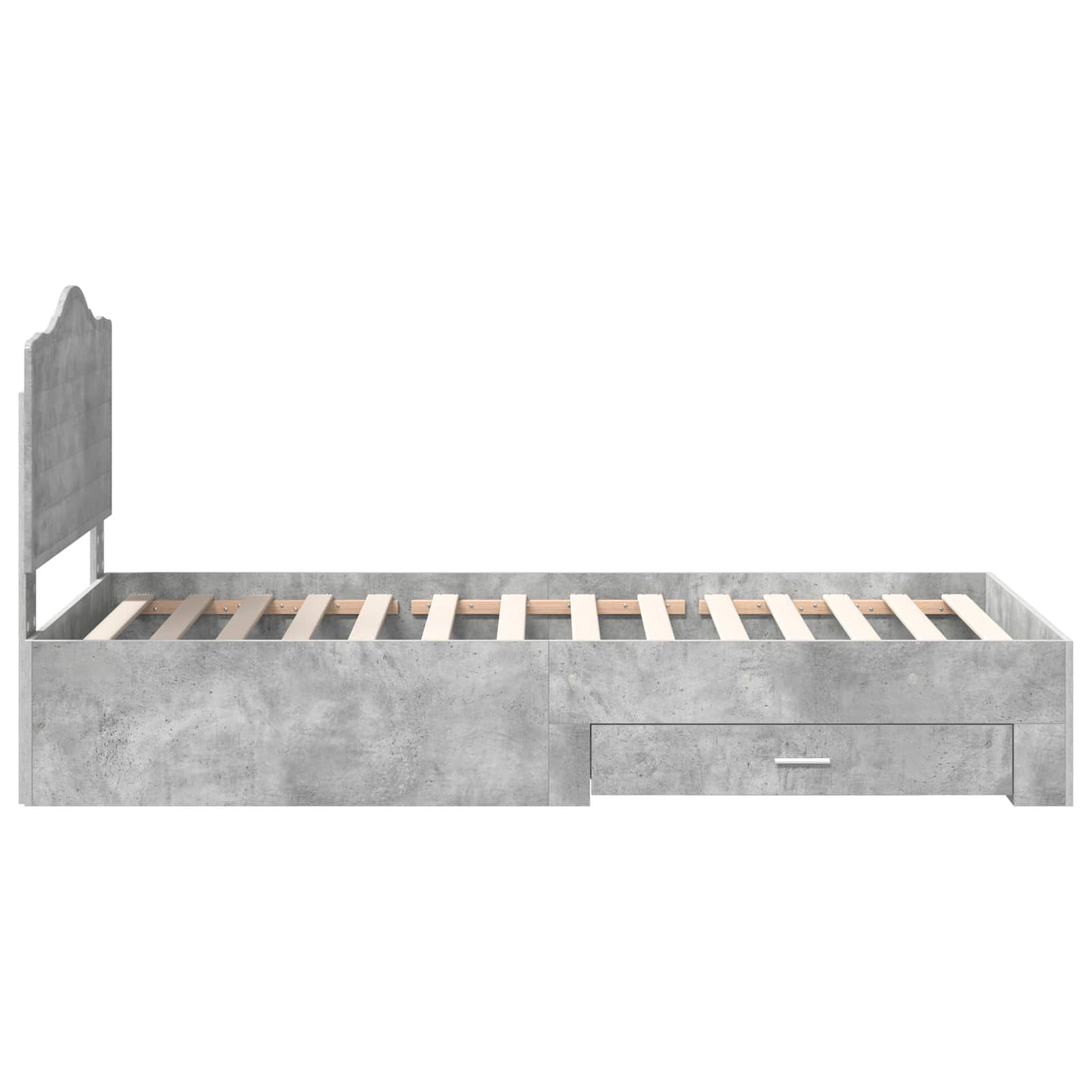 Bedframe met hoofdeinde Beton Grijs 90 x 200 cm Bewerkt hout