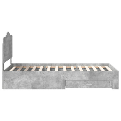 Bedframe met hoofdeinde Beton Grijs 90 x 200 cm Bewerkt hout
