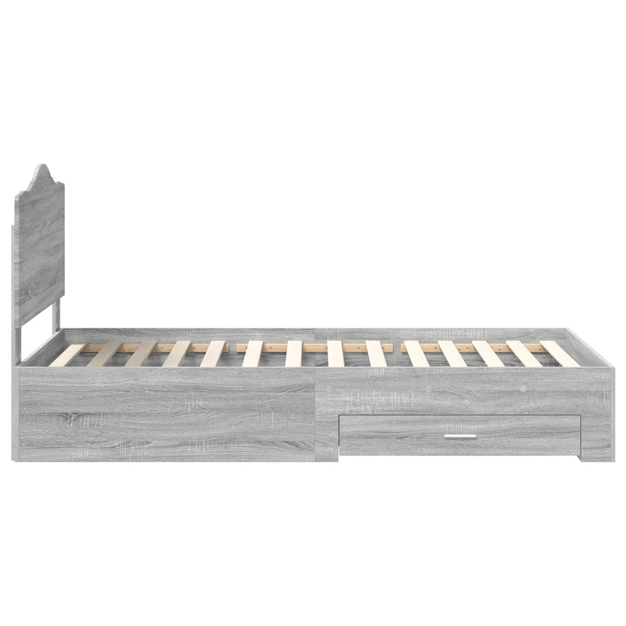 Bedframe met hoofdeinde Grijs Sonoma 90 x 200 cm Bewerkt hout