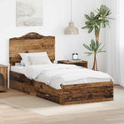 Bed frame with headboard Reclaimed Wood 90 x 200 cm Engineered Wood