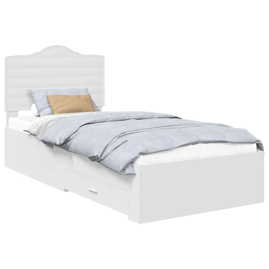 Bedframe met hoofdeinde met lade Wit 90 x 190 cm Bewerkt hout