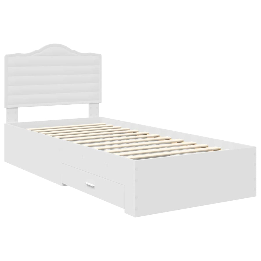 Bedframe met hoofdeinde met lade Wit 90 x 190 cm Bewerkt hout
