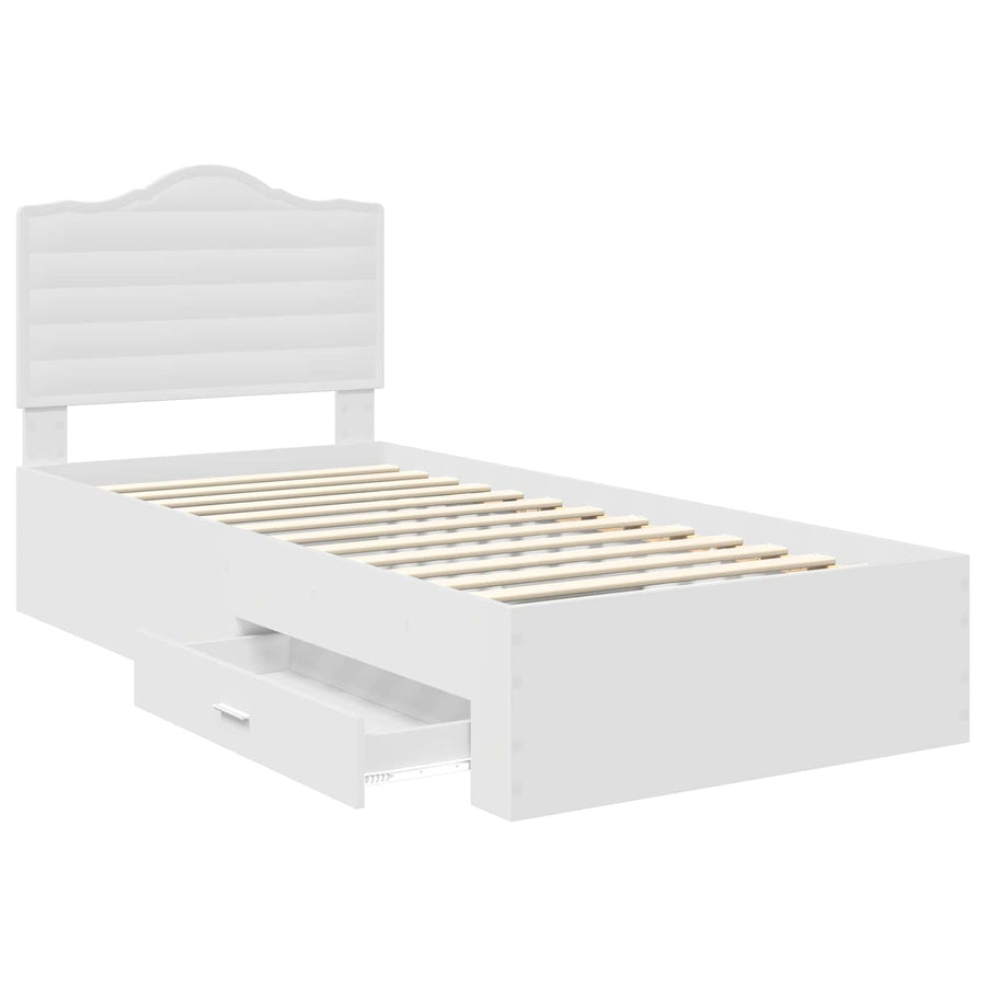 Bedframe met hoofdeinde met lade Wit 90 x 190 cm Bewerkt hout
