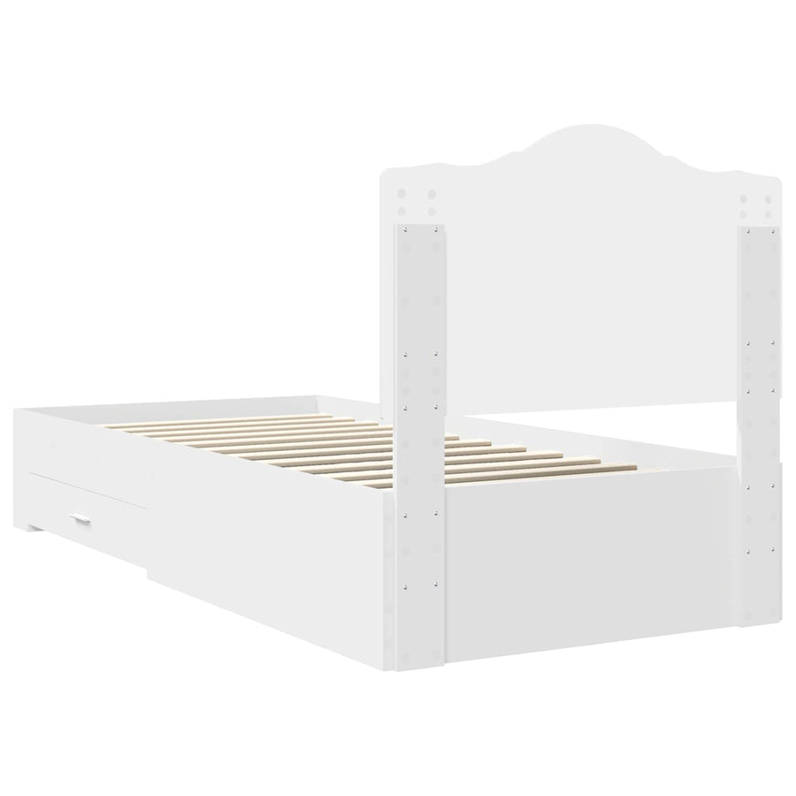 Bedframe met hoofdeinde met lade Wit 90 x 190 cm Bewerkt hout