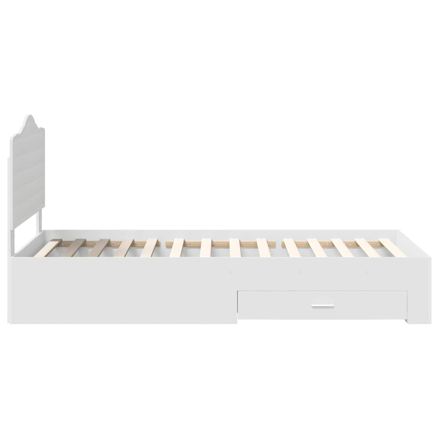 Bedframe met hoofdeinde met lade Wit 90 x 190 cm Bewerkt hout