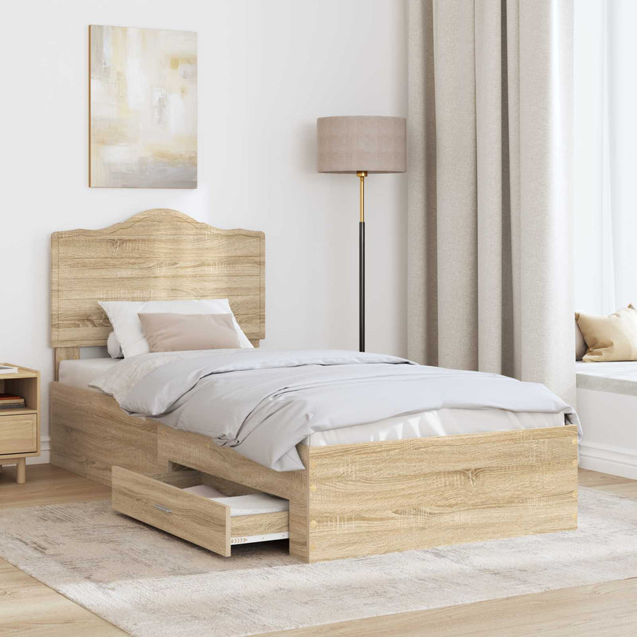 Bedframe met hoofdeinde Sonoma Eiken 90 x 190 cm Bewerkt hout