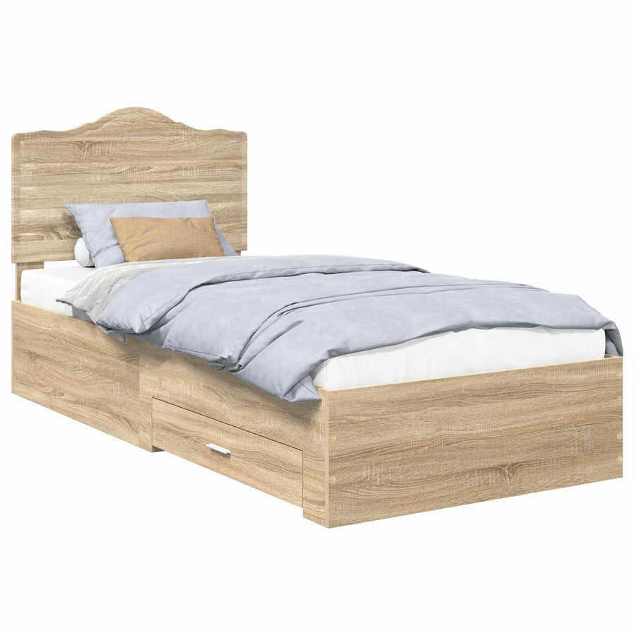 Bedframe met hoofdeinde Sonoma Eiken 90 x 190 cm Bewerkt hout