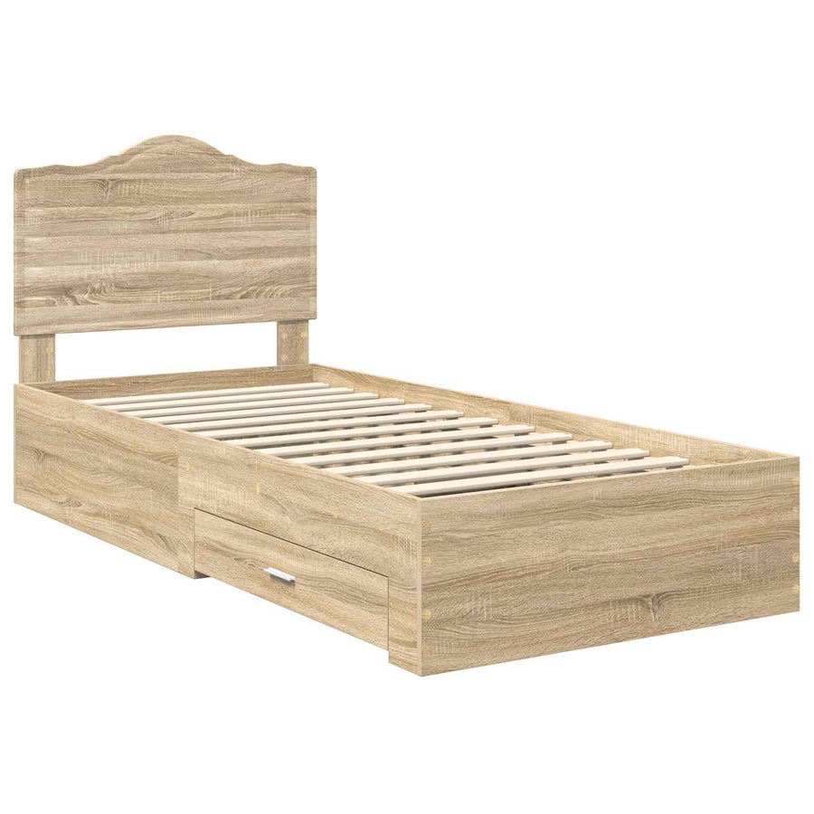 Bedframe met hoofdeinde Sonoma Eiken 90 x 190 cm Bewerkt hout