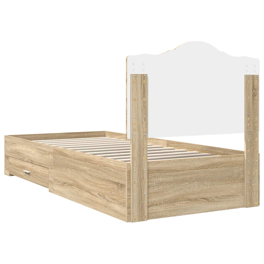 Bedframe met hoofdeinde Sonoma Eiken 90 x 190 cm Bewerkt hout