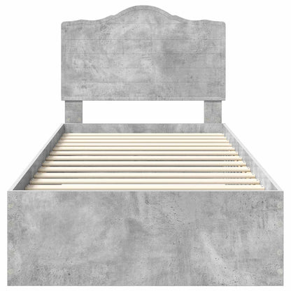 Bedframe met hoofdeinde Beton Grijs 90 x 190 cm Bewerkt hout