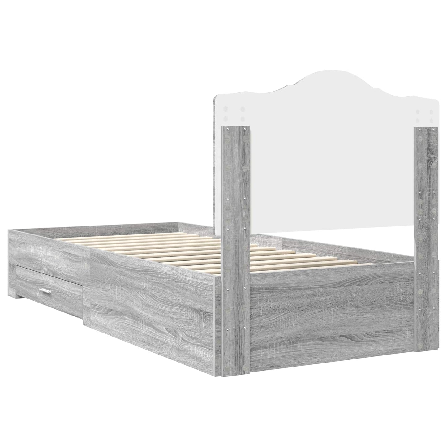 Bedframe met hoofdeinde Grijs Sonoma 90 x 190 cm Bewerkt hout