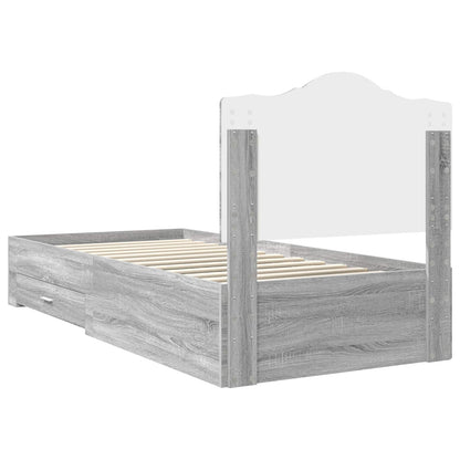 Bedframe met hoofdeinde Grijs Sonoma 90 x 190 cm Bewerkt hout
