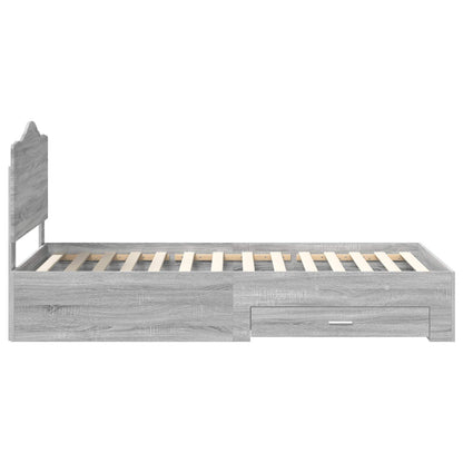 Bedframe met hoofdeinde Grijs Sonoma 90 x 190 cm Bewerkt hout