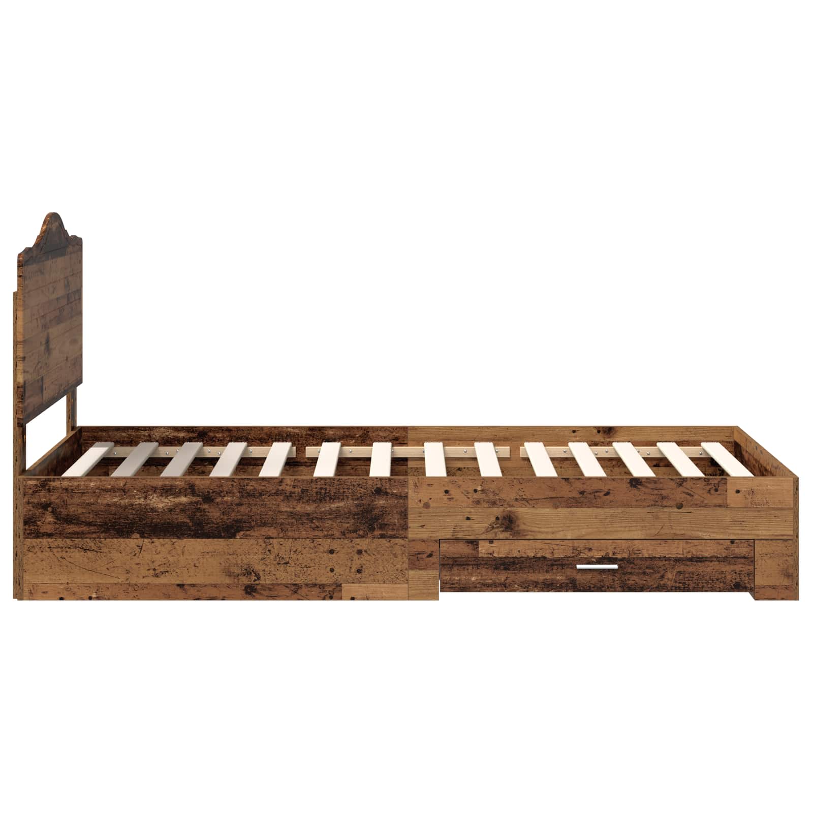 Bedframe met hoofdeinde Oudhout 90 x 190 cm Bewerkt hout