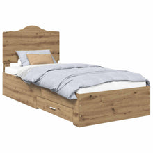 Bedframe met hoofdeinde Artisan Eiken 90 x 190 cm Bewerkt hout