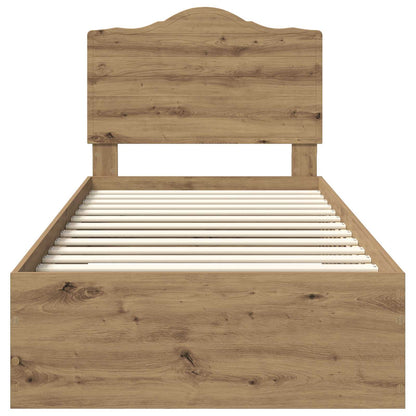 Bedframe met hoofdeinde Artisan Eiken 90 x 190 cm Bewerkt hout