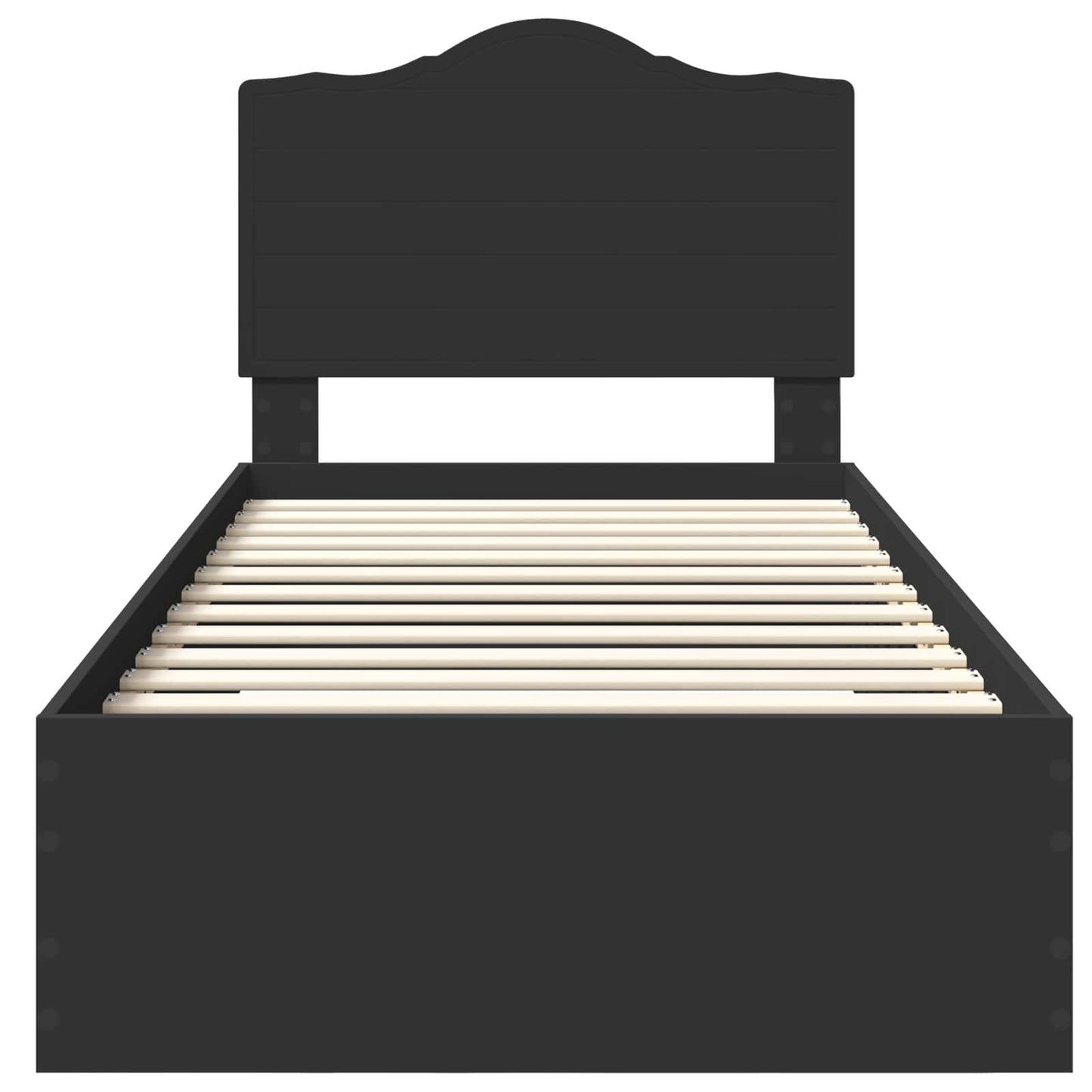Bedframe met hoofdeinde met lade Zwart 75 x 190 cm Bewerkt hout