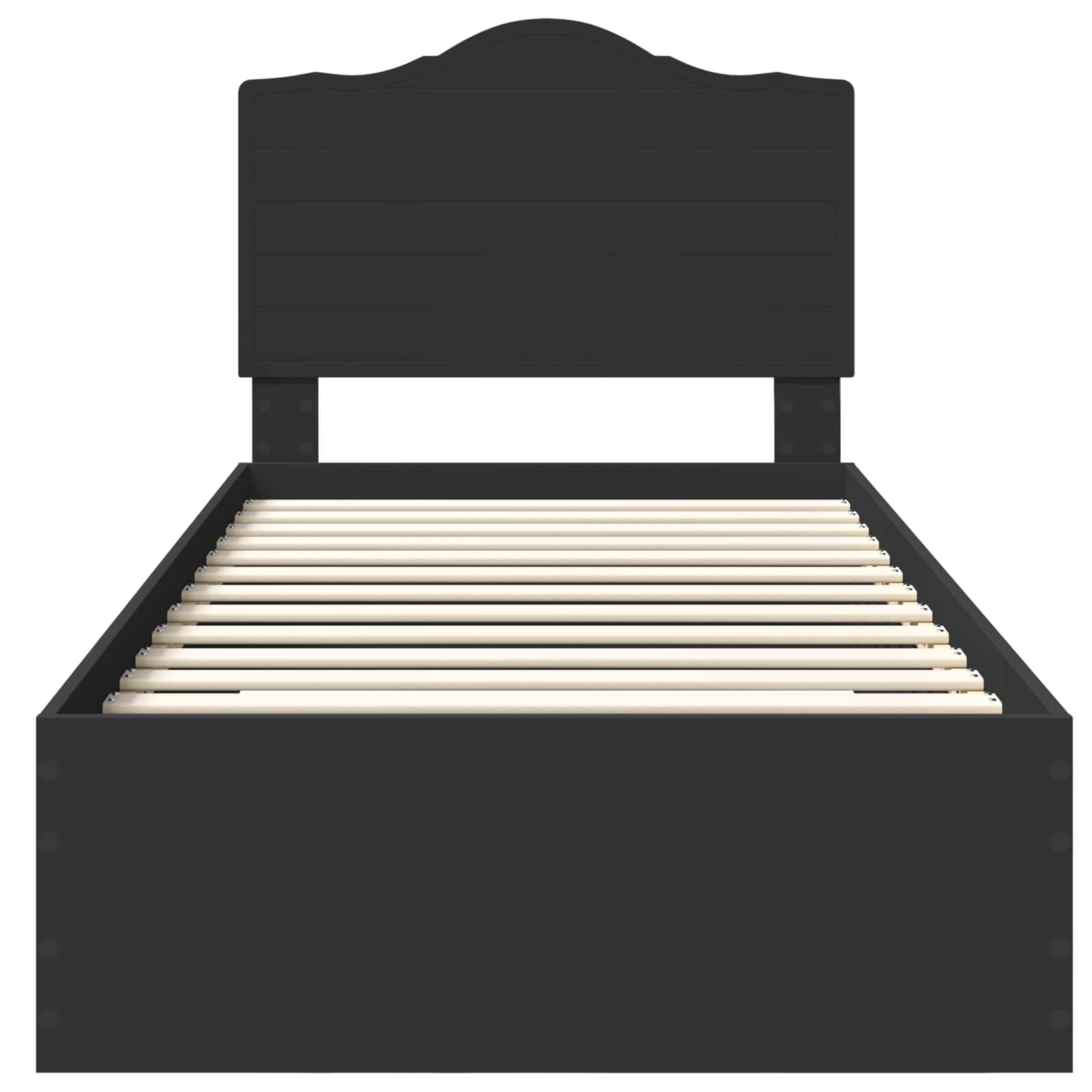 Bedframe met hoofdeinde met lade Zwart 75 x 190 cm Bewerkt hout