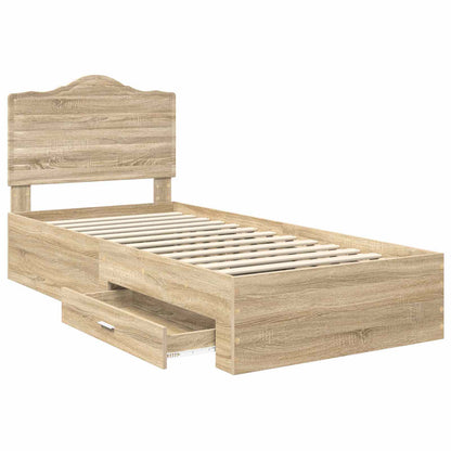Bedframe met hoofdeinde Sonoma Eiken 75 x 190 cm Bewerkt hout