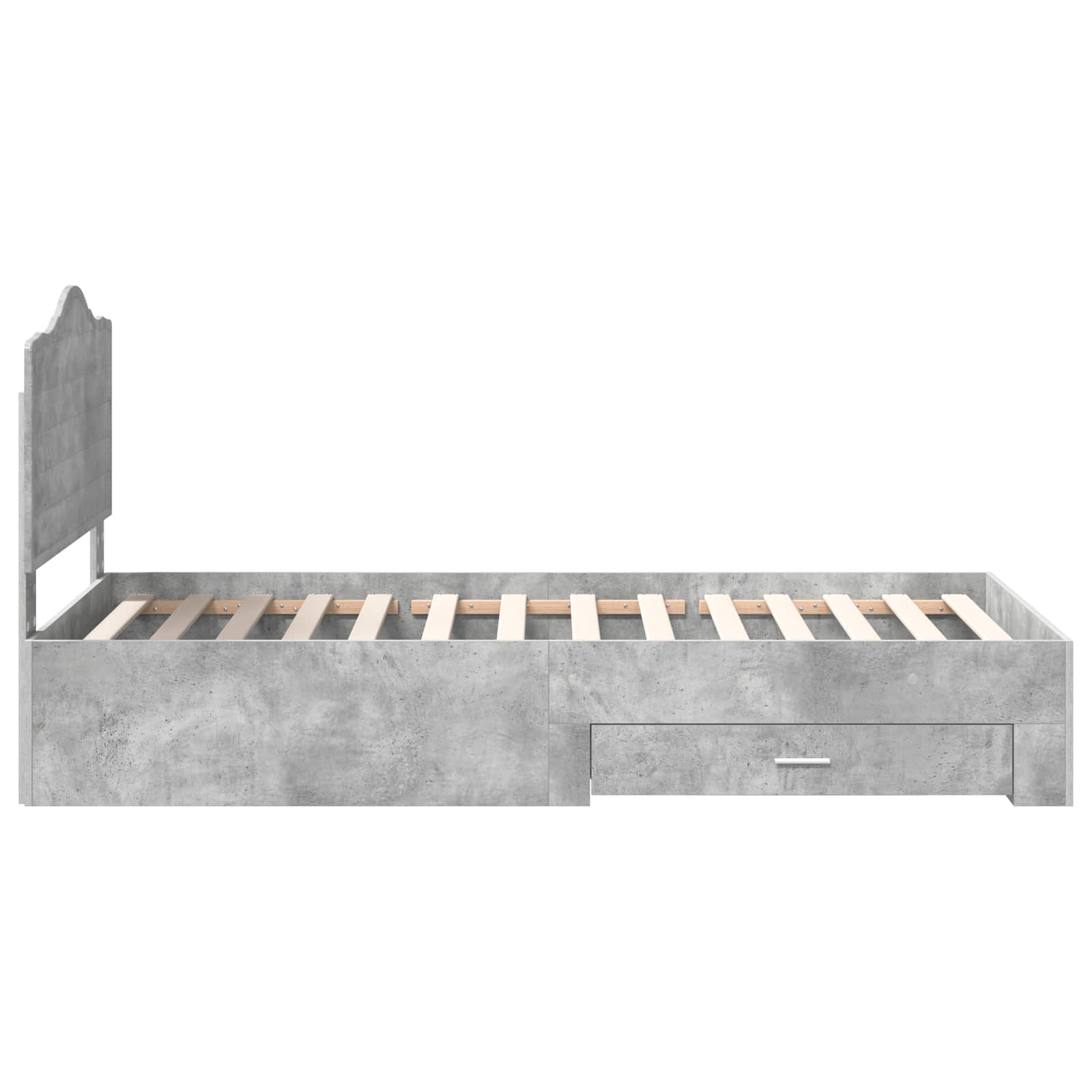 Bedframe met hoofdeinde Beton Grijs 75 x 190 cm Bewerkt hout
