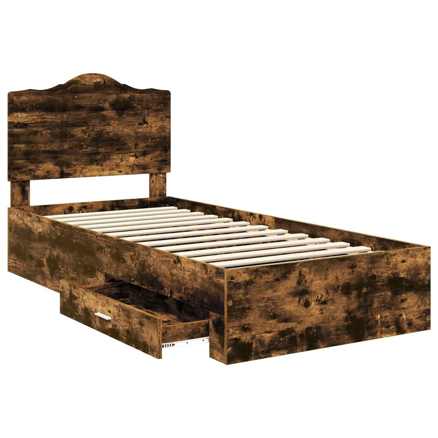 Bedframe met hoofdeinde Gerookt eiken 75 x 190 cm Bewerkt hout