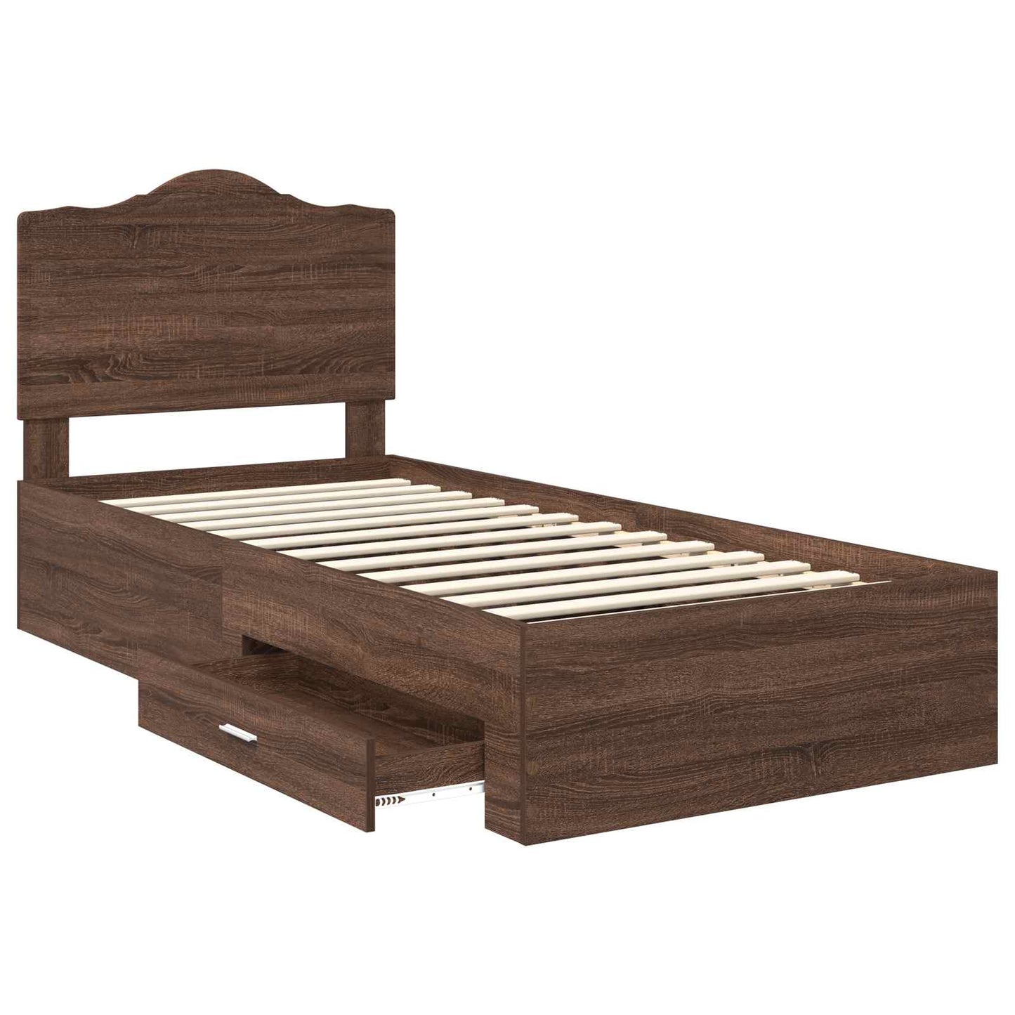 Bedframe met hoofdeinde Bruin Eiken 75 x 190 cm Bewerkt hout