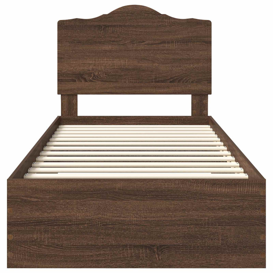 Bedframe met hoofdeinde Bruin Eiken 75 x 190 cm Bewerkt hout
