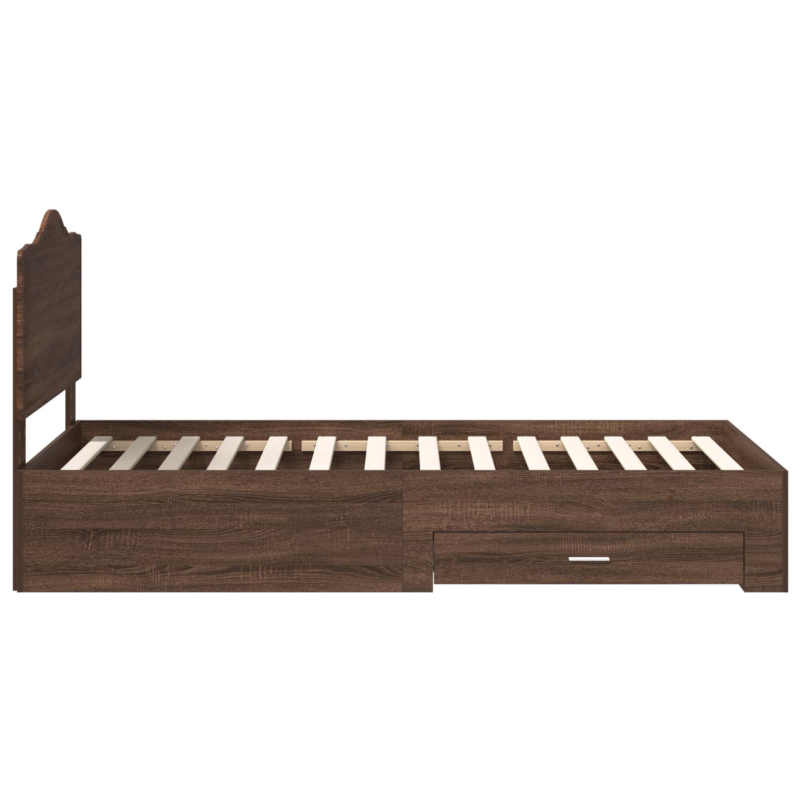 Bedframe met hoofdeinde Bruin Eiken 75 x 190 cm Bewerkt hout